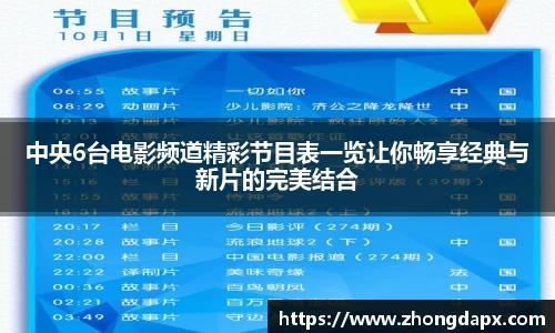 中央6台电影频道精彩节目表一览让你畅享经典与新片的完美结合